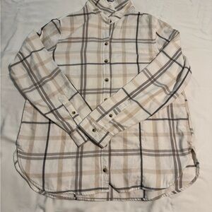 Jachs Cream and Brown Plaid Button-Down Shirt